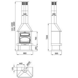 Lareira a lenha Ebro com forno Bronpi de 14 kW
