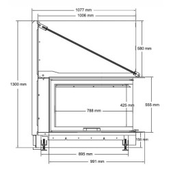 Wood fireplace insert Crystal 3D lift glass Max A.Caminetti