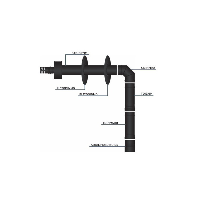 Kit de raccordement concentrique horizontal ventouse sortie dessus Bofill