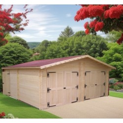 Garage Double 6.30x6.60m en bois massif Habrita 42 m2 Vermont