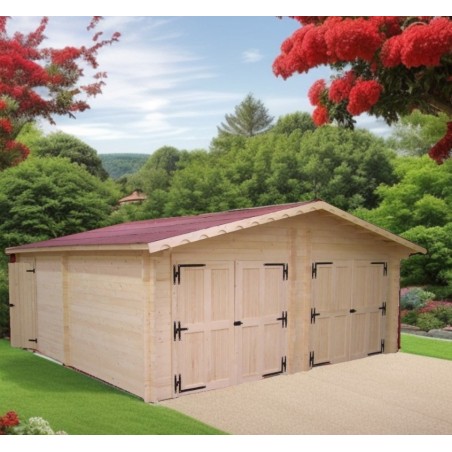 Garage in legno massiccio 6.30x6.60m doppio Habrita 42 m2 Vermont