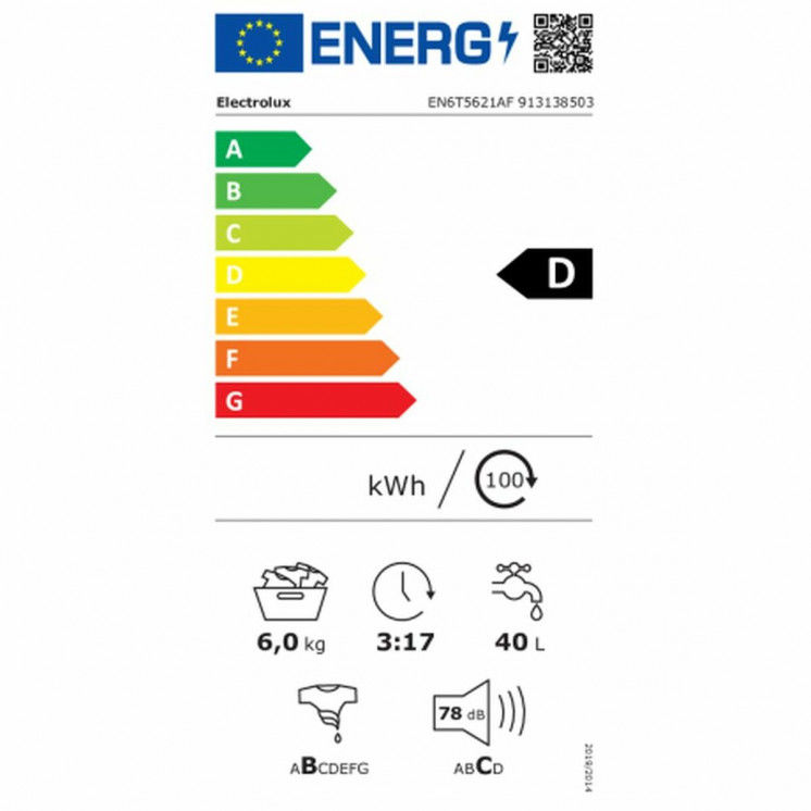 Lavadora Electrolux EN6T5621AF 6 Kg 1200 rpm