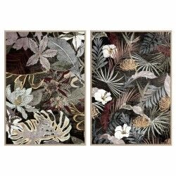 Cadre DKD Home Decor Tropical Feuille d'une plante 83 x 4,5 x 122,5 cm 83 x 4,5 x 123 cm (2 Unités)