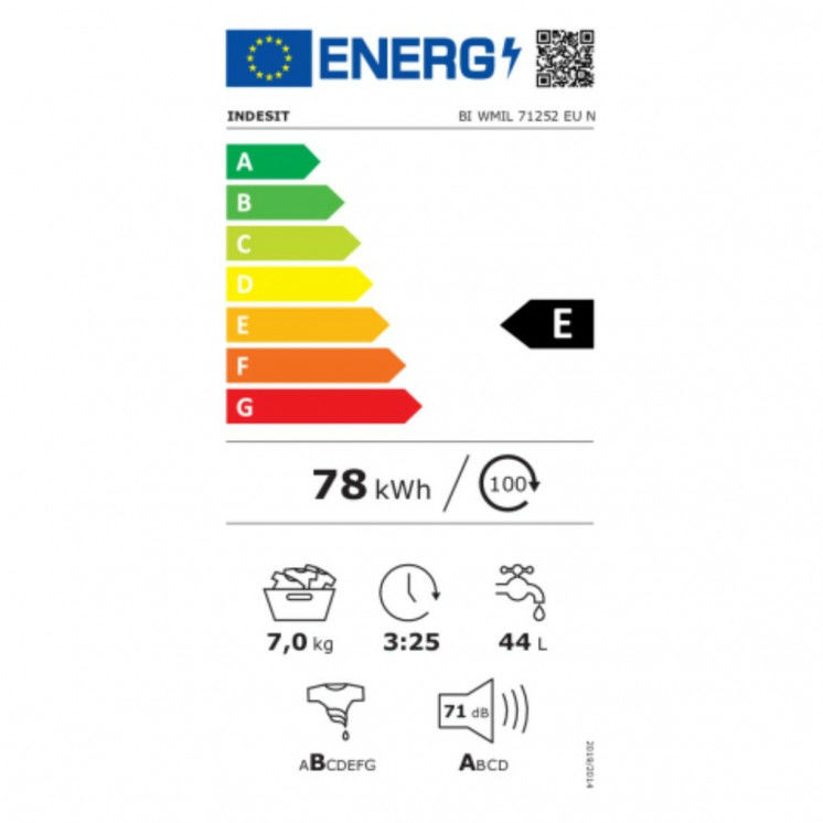 Lavadora Indesit BIWMIL71252EUN  7 kg 1200 rpm Blanco