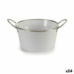 Vaso Ibergarden F60326-D Bianco Argentato Zinco Secchio 27,5 x 10,5 x 20 cm (24 Unità)