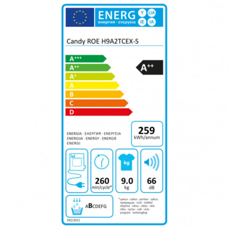 Asciugatrice a condensazione Candy ROE H9A2TCEX-S