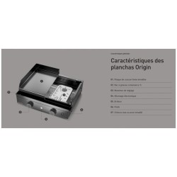 Plancha Gaz Forge Adour Origin 60 Acier 2 Bruleurs 6600 W  Plaque en Fonte Emaillée Inclinable