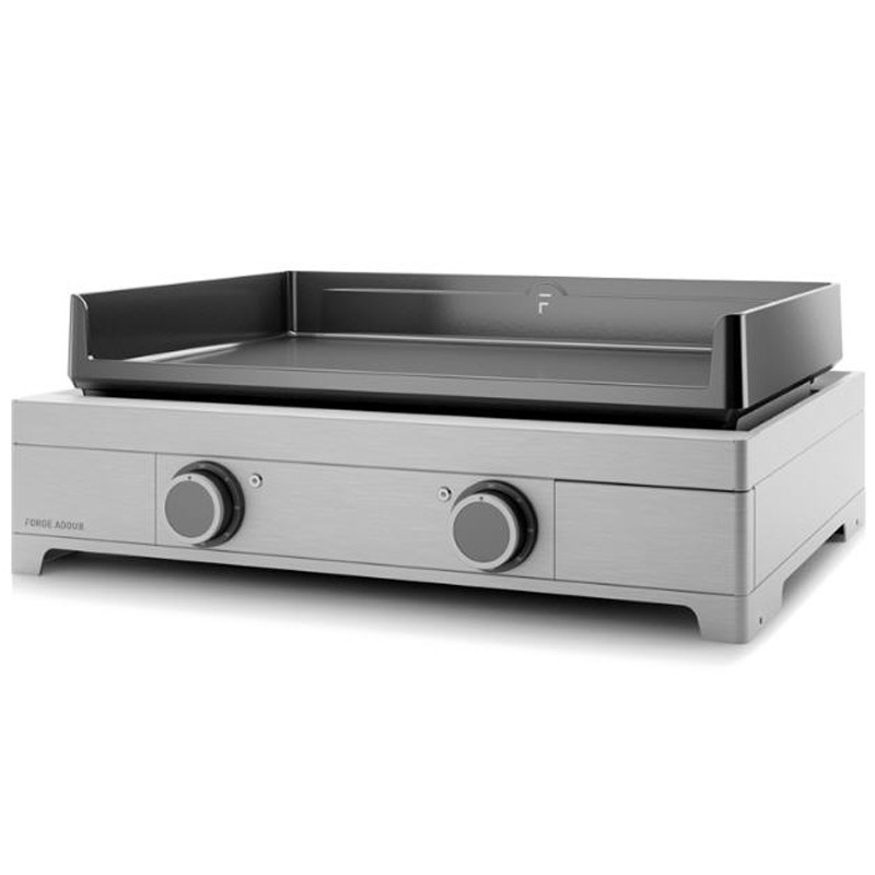 Plancha Electrique Forge Adour  Modern E60 inox 2 Bruleurs 3200W Plaque en Fonte Emaillée