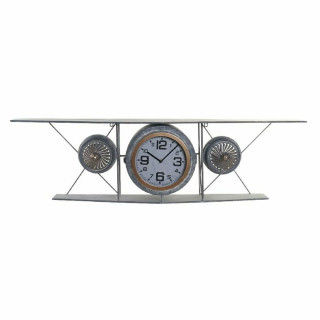 Orologio da Parete DKD Home Decor Vetro Ferro Avion Legno MDF Grigio scuro (120 x 21 x 33.5 cm)