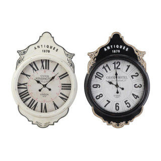 Orologio da Parete DKD Home Decor Bianco Nero Cristallo Ferro 61 x 6 x 89 cm (2 Unità)