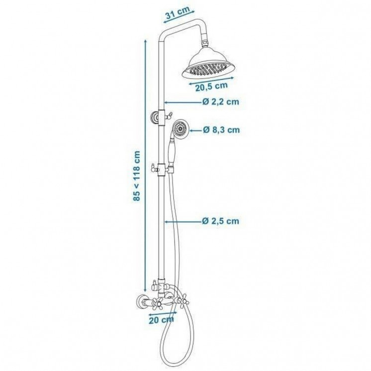 Columna de Ducha Rousseau Gris Bronce Acero Inoxidable