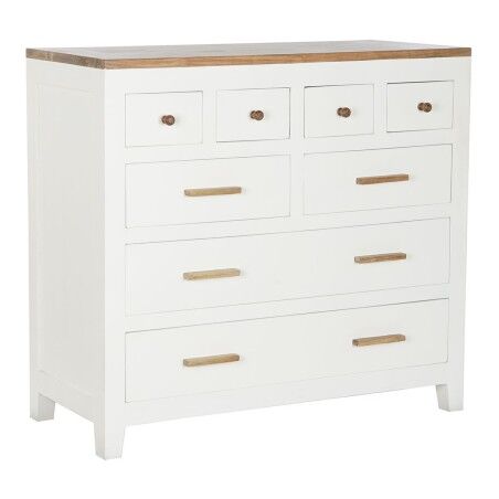 Cassettiera DKD Home Decor Bianco Marrone Acacia Legno di mango Città 110 x 45 x 100 cm