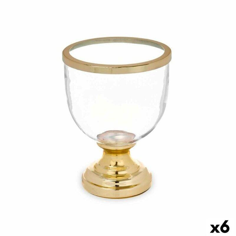 Bougeoir Verre Doré Acier 17,3 x 23,5 x 17,3 cm (6 Unités) Bougeoir Verre Doré Acier 17,3 x 23,5 x 17,3 cm (6 Unités)
