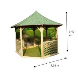 Habrita Achteck-Pavillon aus Massivholzdurchmesser von 3.46m mit Shingles