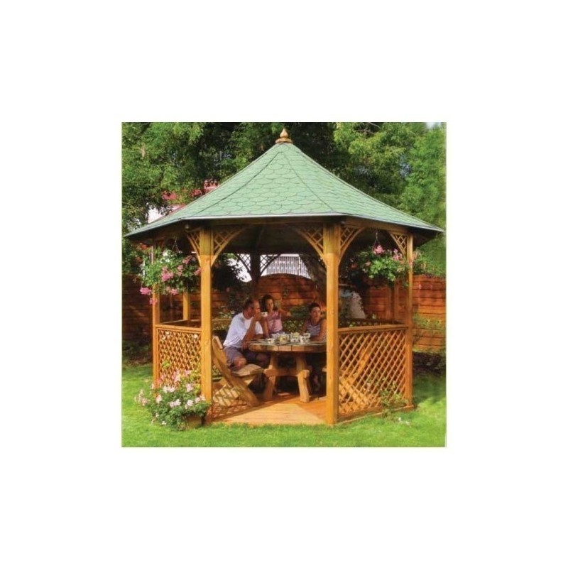 Habrita Achteck-Pavillon aus Massivholzdurchmesser von 3.46m mit Shingles
