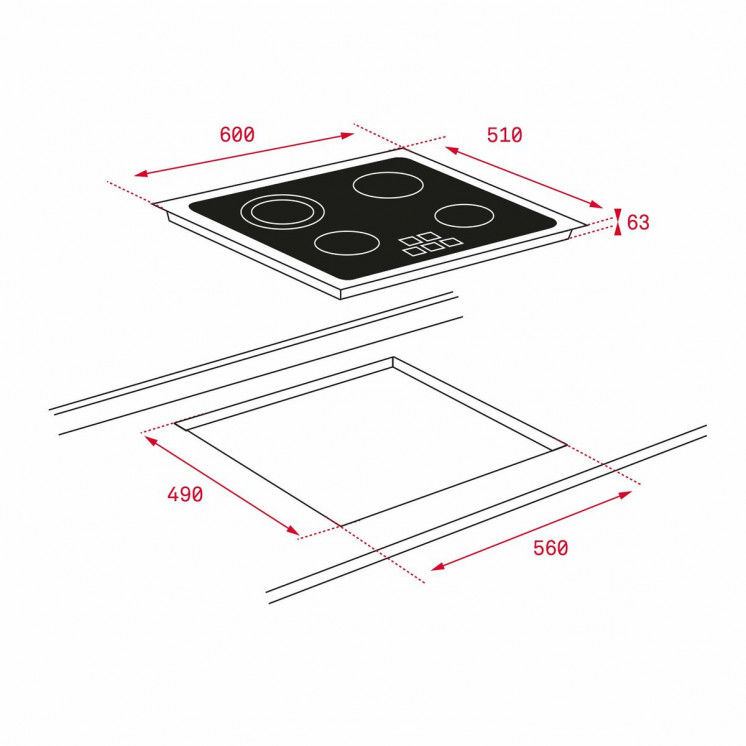 Vitro-keramische Kookplaat Teka TB 6415 60 cm 6300 W