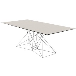 Table Faz Vondom 200x100 piètement inox plateau blanc