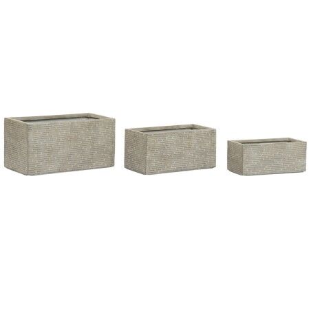 Plantenbak Home ESPRIT Beige Glasvezel Magnesium 74,5 x 37,5 x 37,5 cm