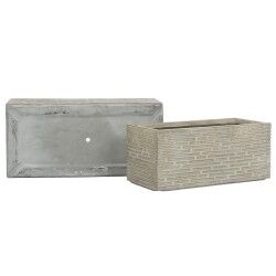 Plantenbak Home ESPRIT Beige Glasvezel Magnesium 74,5 x 37,5 x 37,5 cm