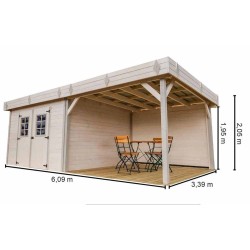 Abri de jardin Dinan Habrita 20,64 m2 avec terrasse et toiture acier