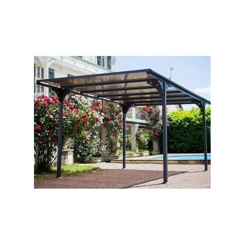 Tetto piano posto auto coperto 14.70m2 in alluminio e policarbonato Habrita
