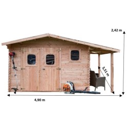 Abri de Jardin Habrita en bois Douglas massif 17.20 m2 avec Bucher