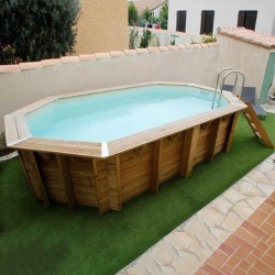 Piscine Bois Ubbink Océa 355x550 H120cm Liner Gris