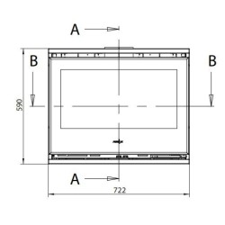 Wood insert Ferlux Panoramic 90 with 3 glazed sides 18 kW