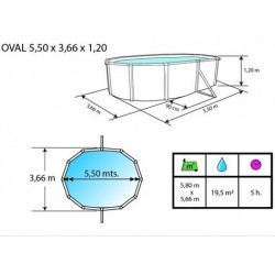 Piscina elevada TOI Veta ovalada 550x366xH120 con kit completo
