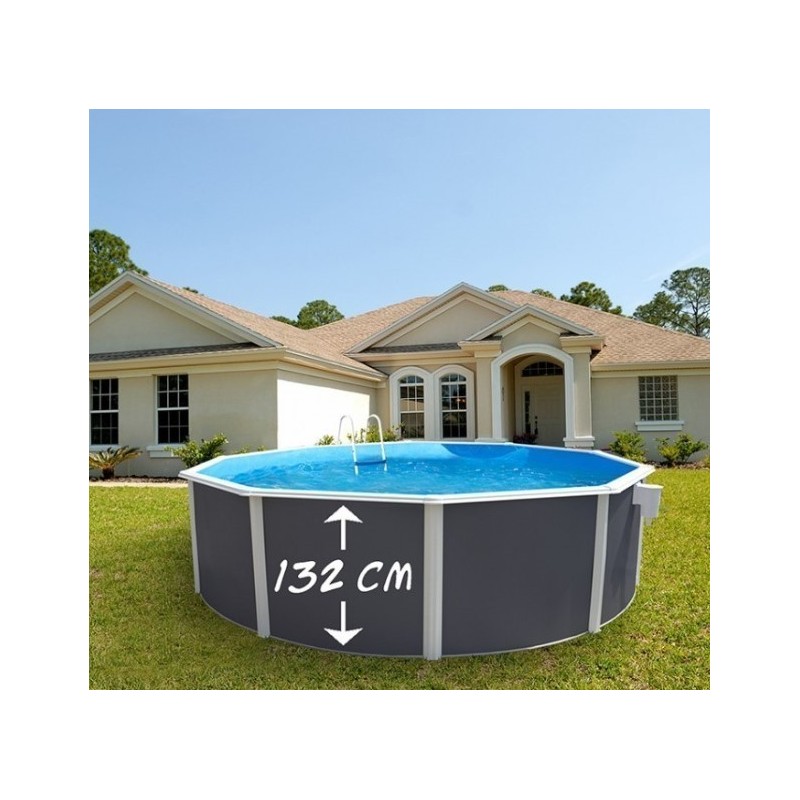 Piscine hors sol TOI Magnum ronde 350x132 avec kit complet Anthracite