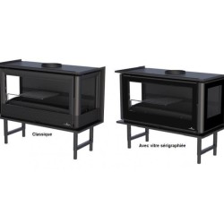 Insert à bois 3 faces vitrés Bronpi Paris 90-3-C Vision 14kW avec turbine