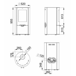 Bronpi Dover 9kW stufa a legna rotonda con pira