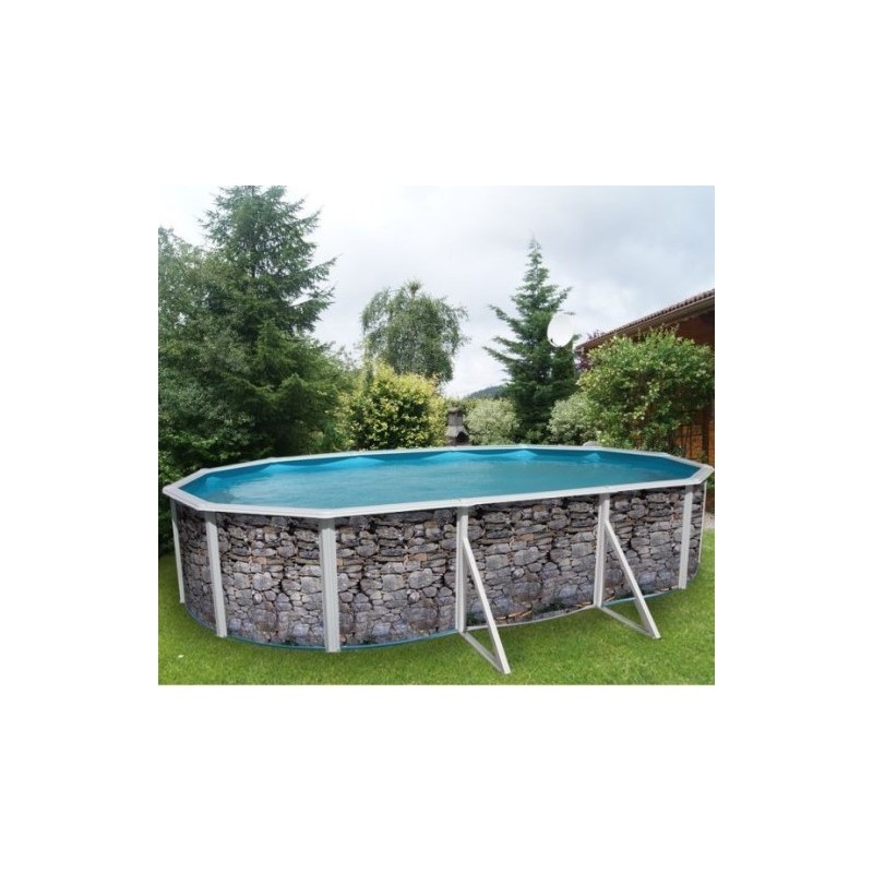 Above ground pool TOI Oval gray stone 640x366xH120 with complete kit