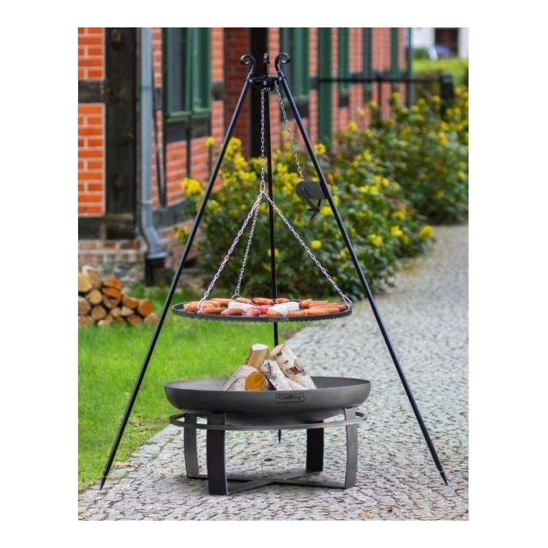Viking King Brasero y Trípode 80cm con Parrilla de Acero Inoxidable