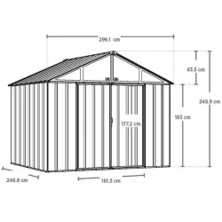 Galpão de jardim metálico Habrita 299x249x h249 Telhado inclinado duplo