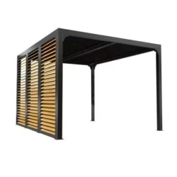 Pergolado bioclimático Habrita alumínio 10,80 m2 ventosas imitação lado madeira 3,6m