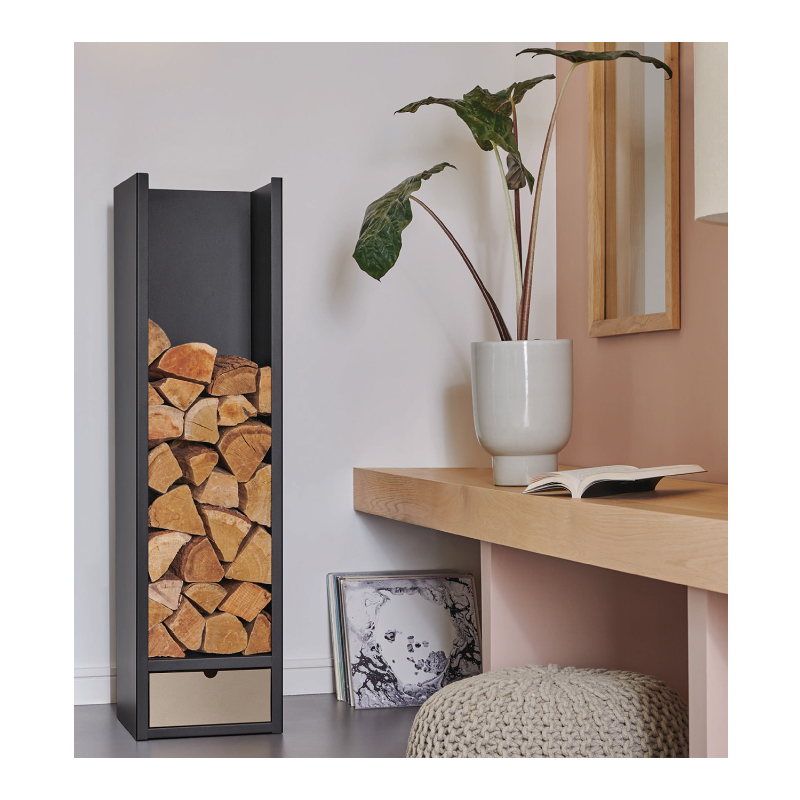 Range-bûches Edgar Noir pierre des sables Dixneuf Design