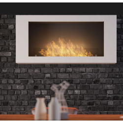 Cheminée au bioéthanol Infire Murall 1200 avec vitre 3 kW Blanc