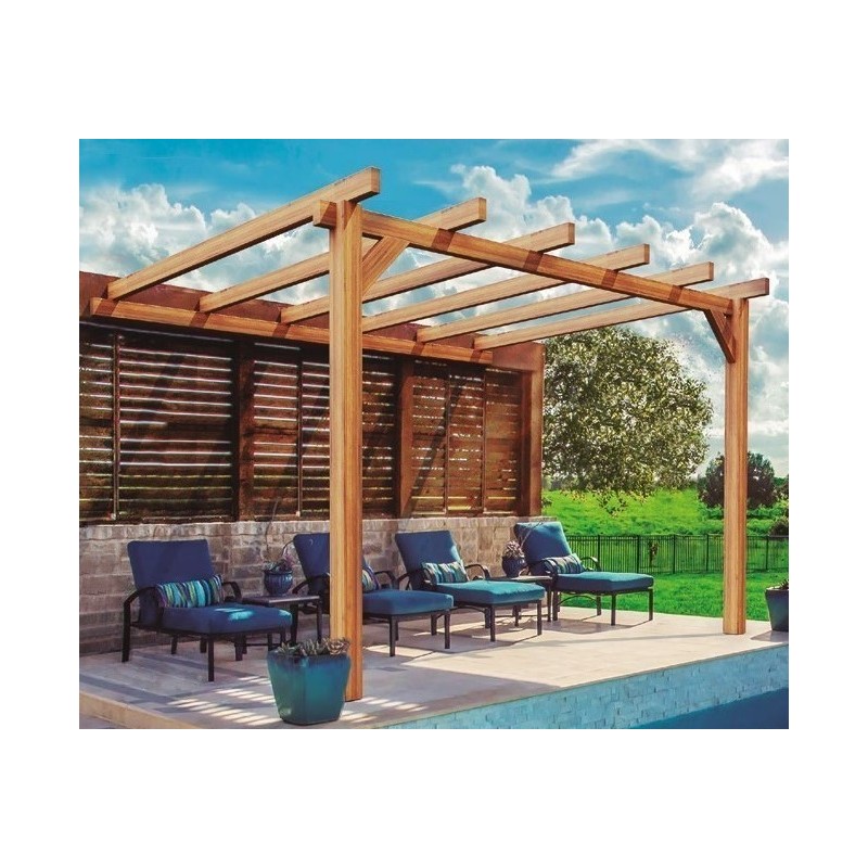 Lean-to pergola in raw wood Andorra 4x3m 12m2