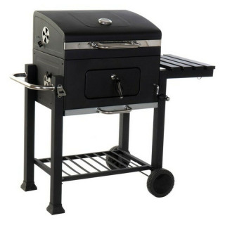 Houtskoolbarbecue met Deksel en Wielen DKD Home Decor Zwart Metaal Staal 140 x 60 x 108 cm (140 x 60 x 108 cm)