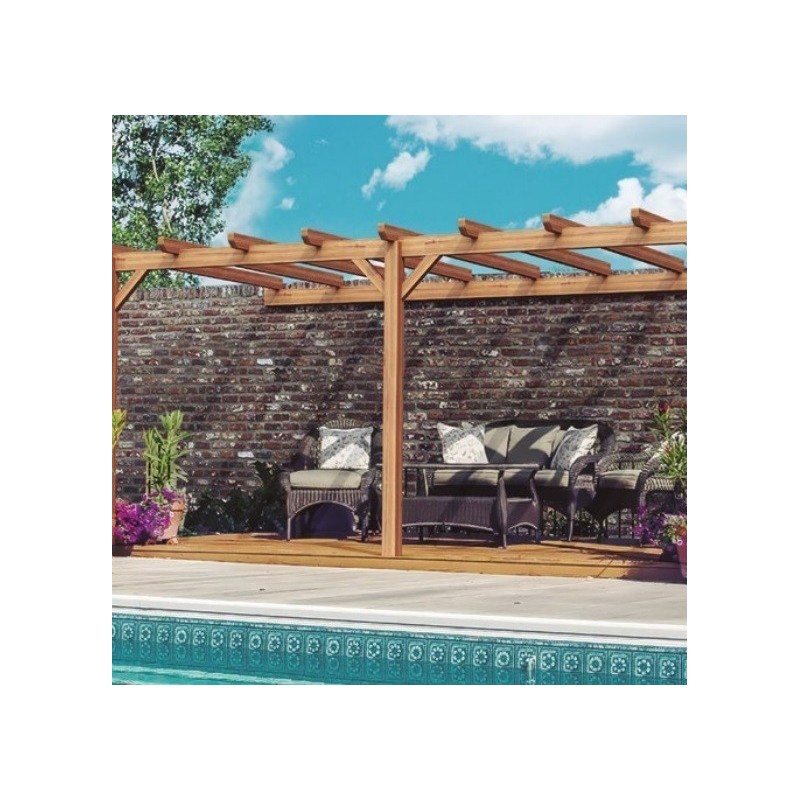 Pergolato addossato in legno grezzo Palma 5x3m 15m2