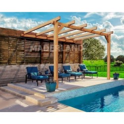Andorra Raw Wood Lean-To Pergola 3x3m 9m2