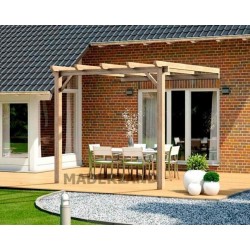Raw wood wall-mounted pergola Cadiz 6x3m 18m2