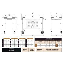 Alfa Cart Base for Moderno 3 Pizza Oven on Wheels Black