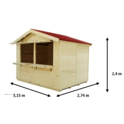 Puesto comerciante de madera de abeto Sylva 3 x 2,4 m Habrita 7,2m2