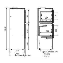 Estufa de leña con horno de acero Istan de 8,5 kW con soporte Ferlux