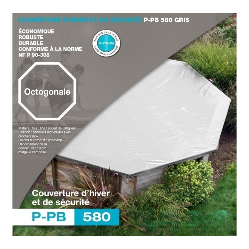 Copertura invernale per piscine ottagonali in legno 530 grigio P-PB 580