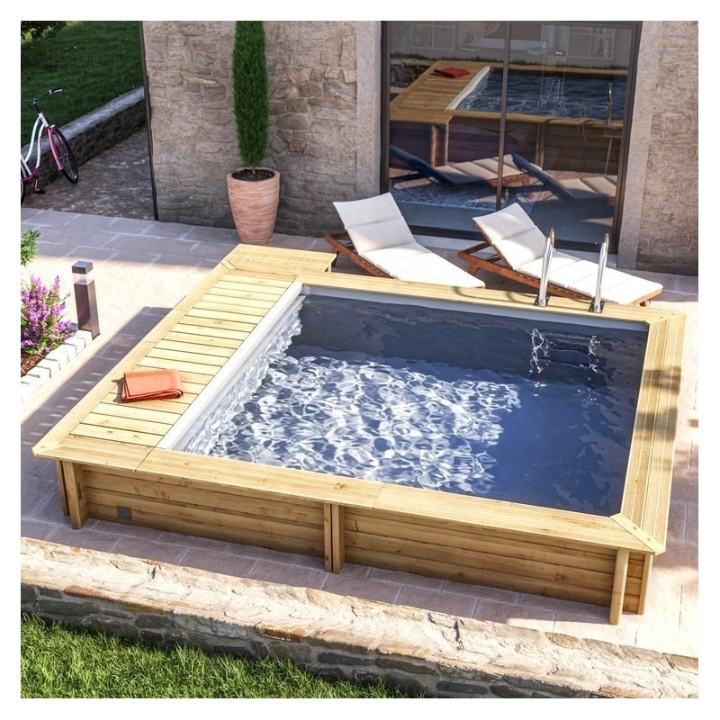 Piscine Bois Urbaine Connecté Couverture Chauffage Filtration Coffre 420 BWT
