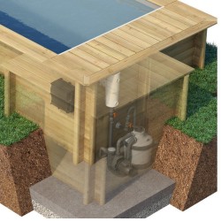 Piscine Bois Urbaine Connecté Couverture Chauffage Filtration Coffre 420 BWT