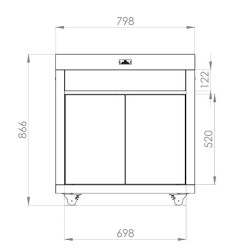 Armário de cozinha para exterior Le Marquier 80 x55 cm aço preto